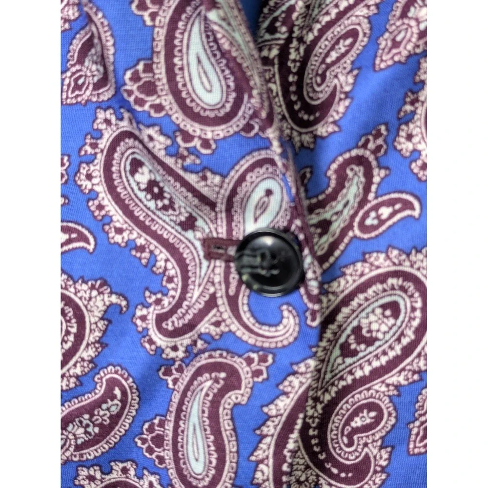 Banana Republic Womens Blazer 8 NWT $178 Rayon Linen Blue Paisley Single Button